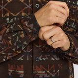 Camisa REVOLUTION Casual Shirt 3278 Marrón Multicolor, detalle punos