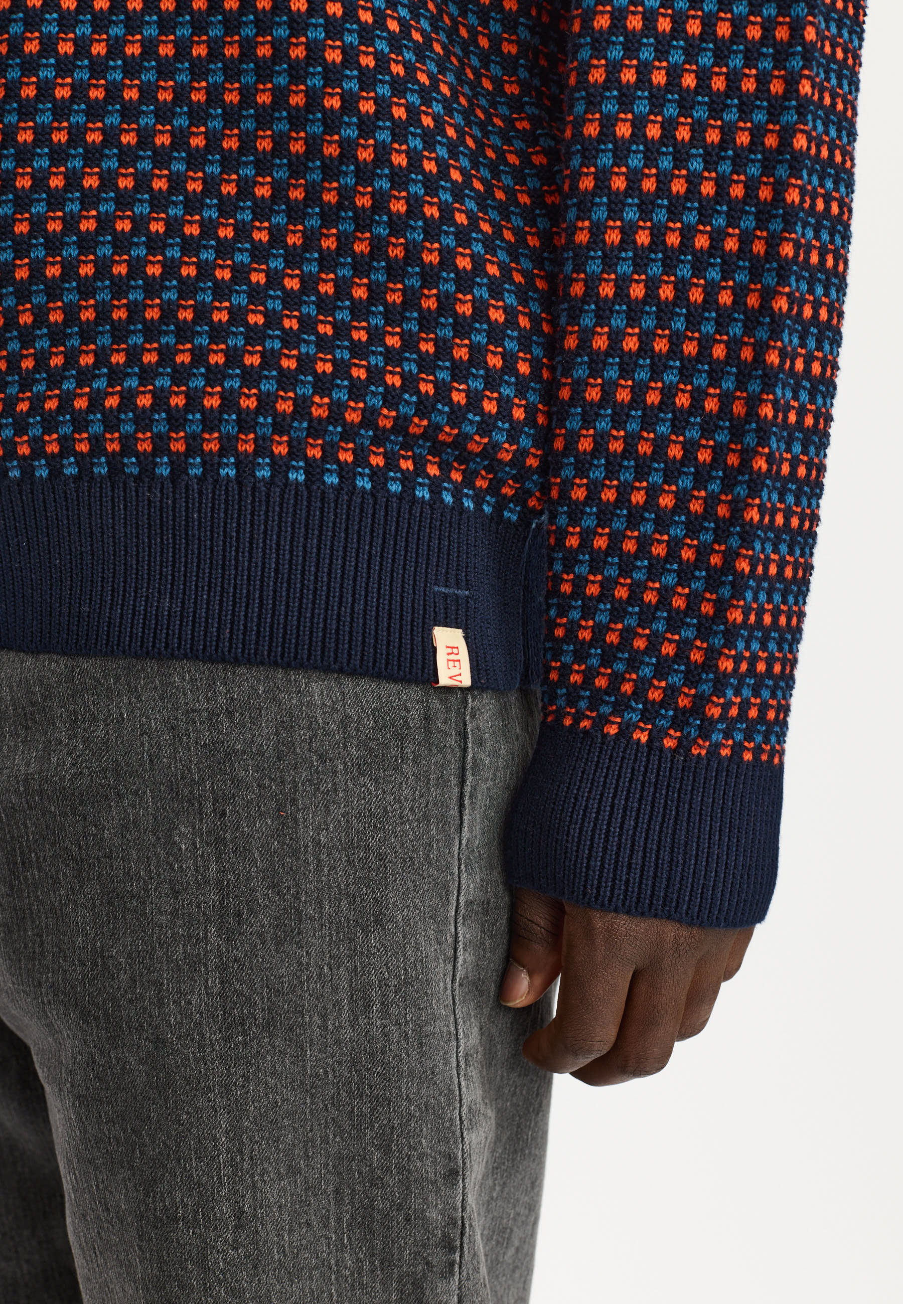 Jersey REVOLUTION Pattern Knit 6613 Dark Orange, detalle punto