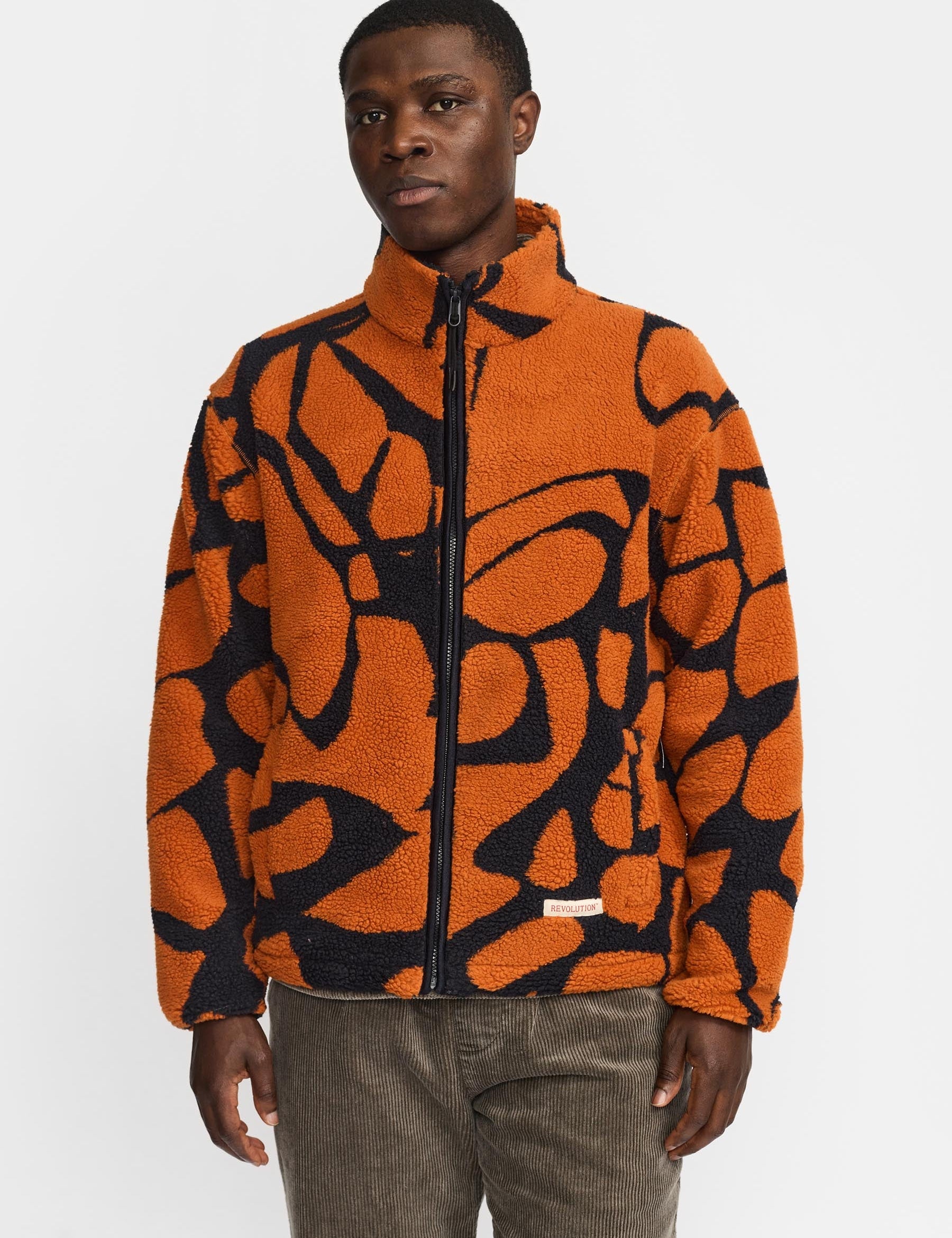 Chaqueta REVOLUTION Graphic Teddy 7025 Naranja, modelo frontal