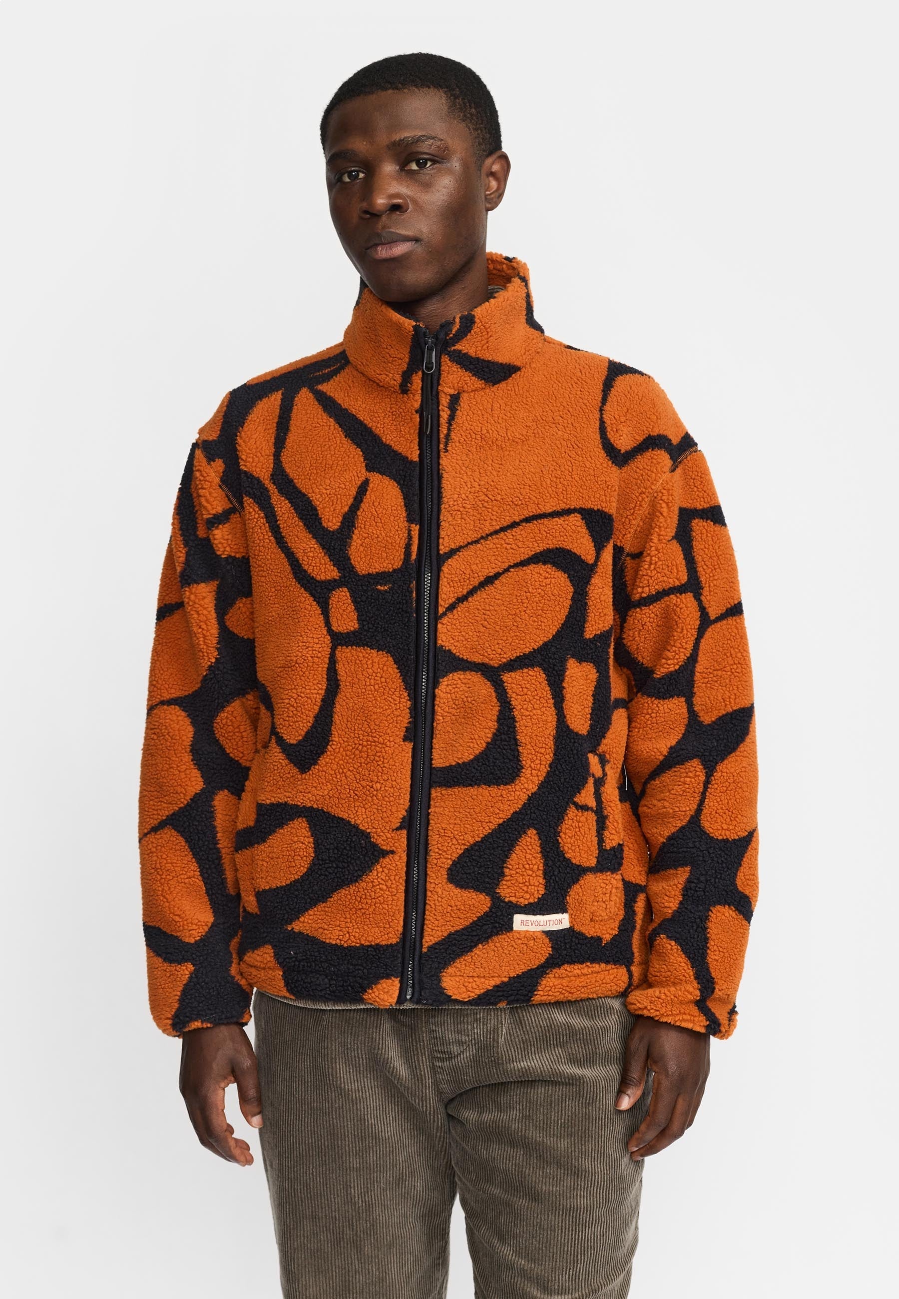 Chaqueta REVOLUTION Graphic Teddy 7025 Naranja, modelo frontal