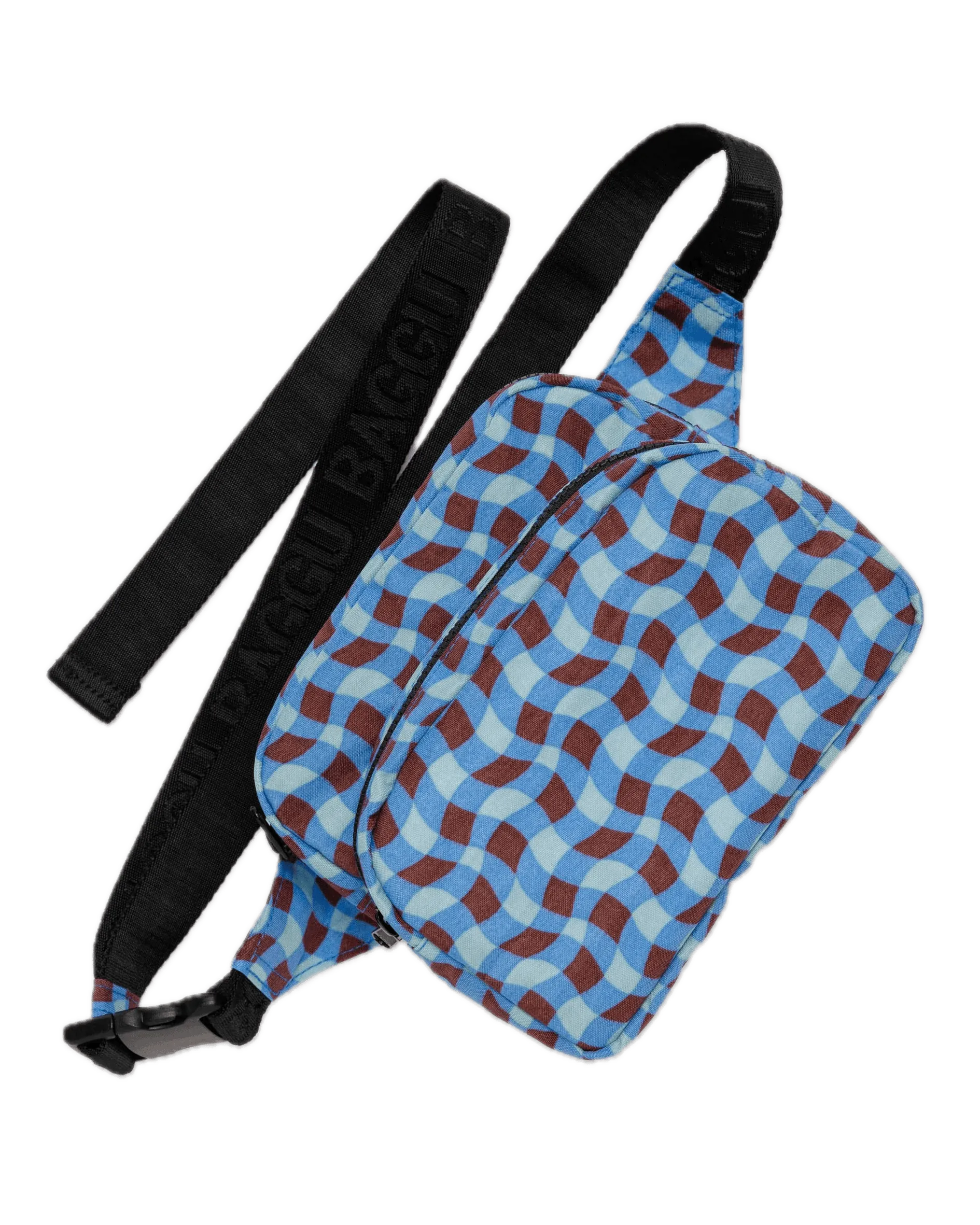Riñonera Baggu Wavy Gingham Blue - ECRU