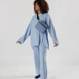 Riñonera Baggu Wavy Gingham Blue - ECRU