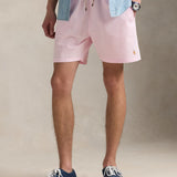 Bermuda-Badeanzug „Traveller“ von Polo Ralph Lauren im klassischen Schnitt aus Seersucker in Karmelrosa 