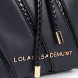 Bolso LOLA CASADEMUNT Bandolera Piezas con Detalles En efecto Piel Serpiente Navy