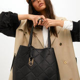 Bolso LOLA CASADEMUNT Shopper Monograma Rombos con Logo Negro