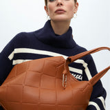 Bolso LOLA CASADEMUNT Shopper Monograma Rombos con Logo Marrón