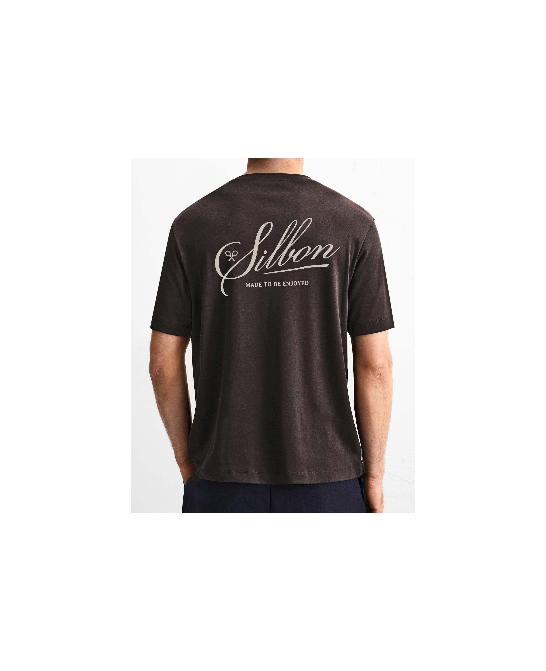 Camiseta Silbon bordado marrón - frontal