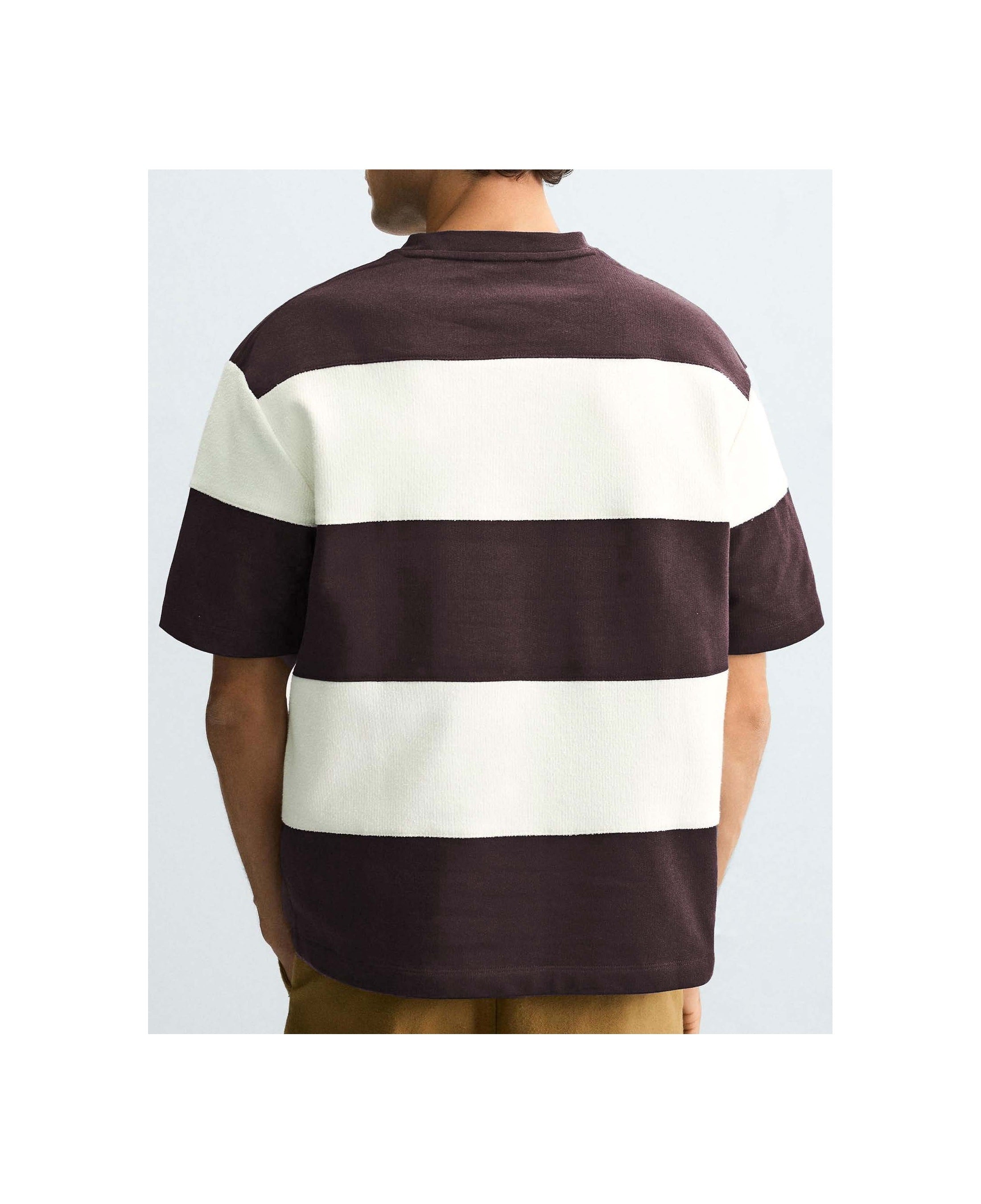 Camiseta Silbon special fit raya ancha burdeos - espalda