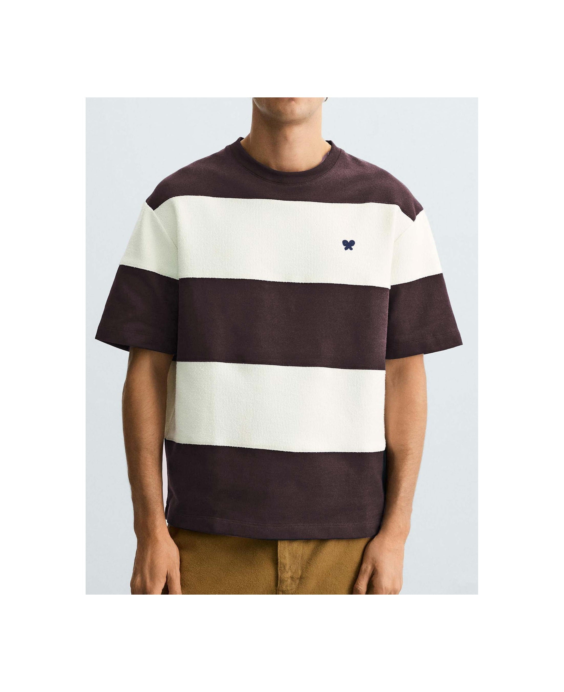 Camiseta Silbon special fit raya ancha burdeos - frontal