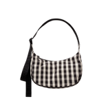 Bolso BAGGU Small Nylon Crescent Black and Cream Gingham