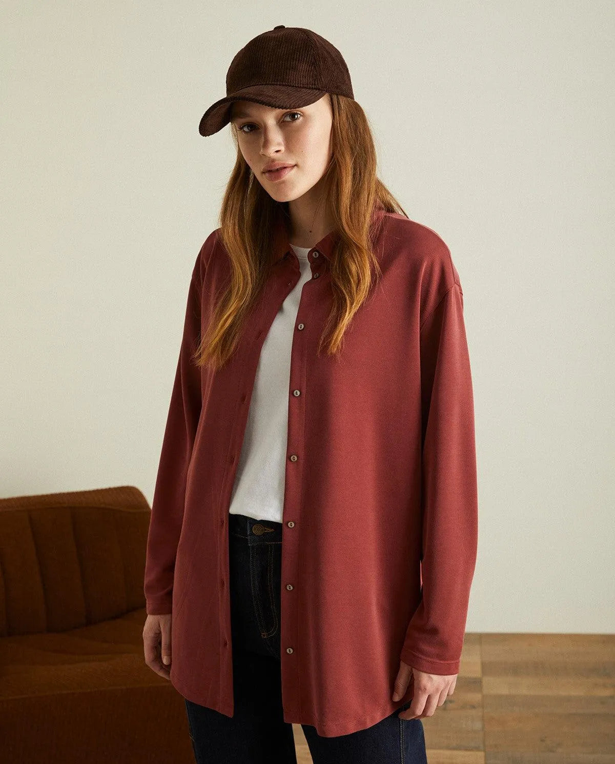 Sobrecamisa Yerse Fluida Teja - ECRU