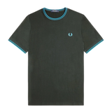 Fred Perry Twin Tipped Trim T-Shirt in Midnight Green/Ocean Blue 