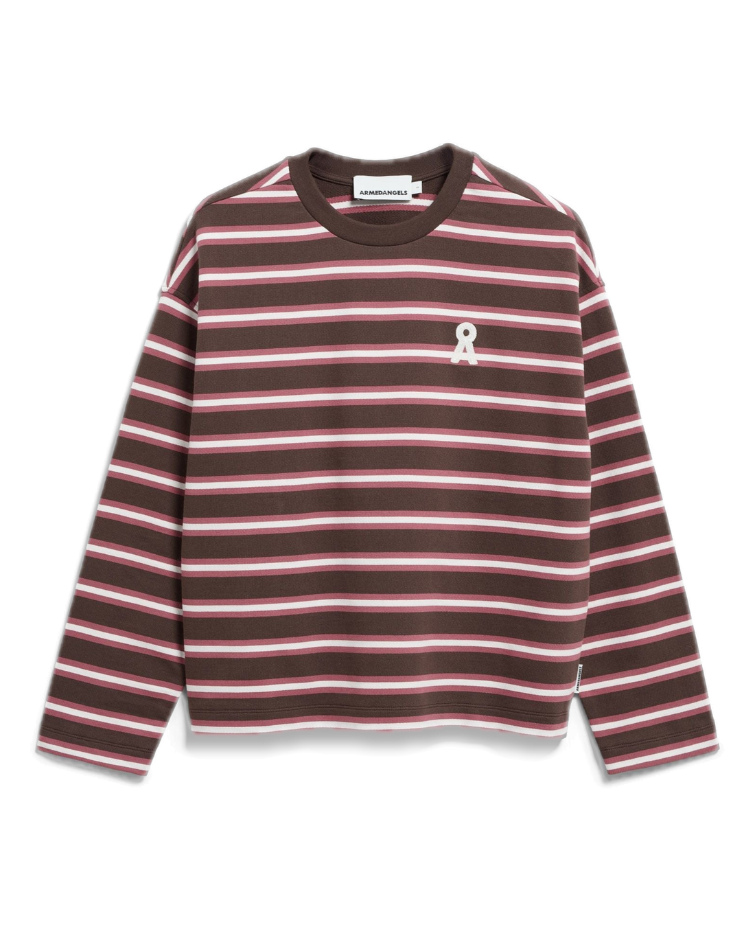 Sudadera ARMEDANGELS Iconic Å Frankaa Bold Claystone Oatmilk Velvet Ember, vista frontal