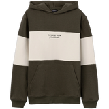 Sudadera con capucha TIFFOSI Finley verde y crudo — flat frontal con fondo transparente