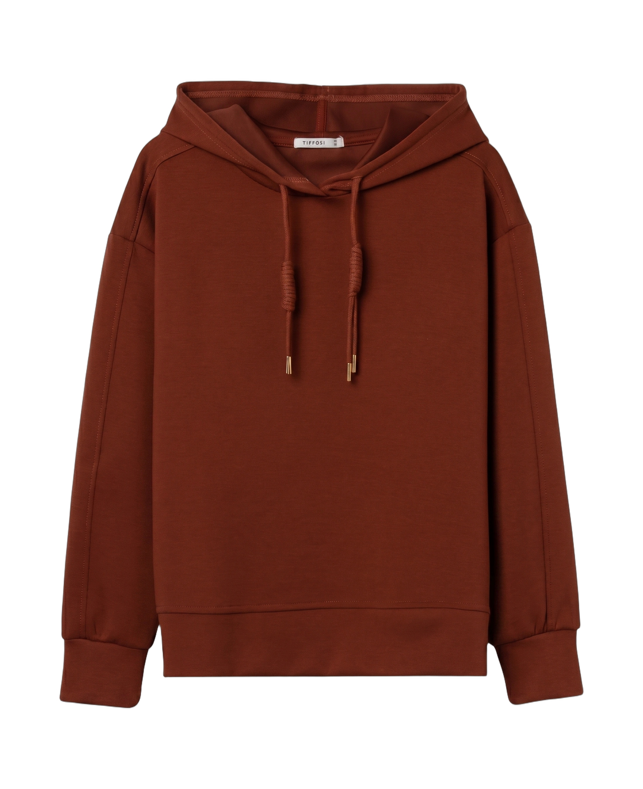 Sudadera con capucha TIFFOSI Kelly naranja óxido — flat frontal con fondo transparente