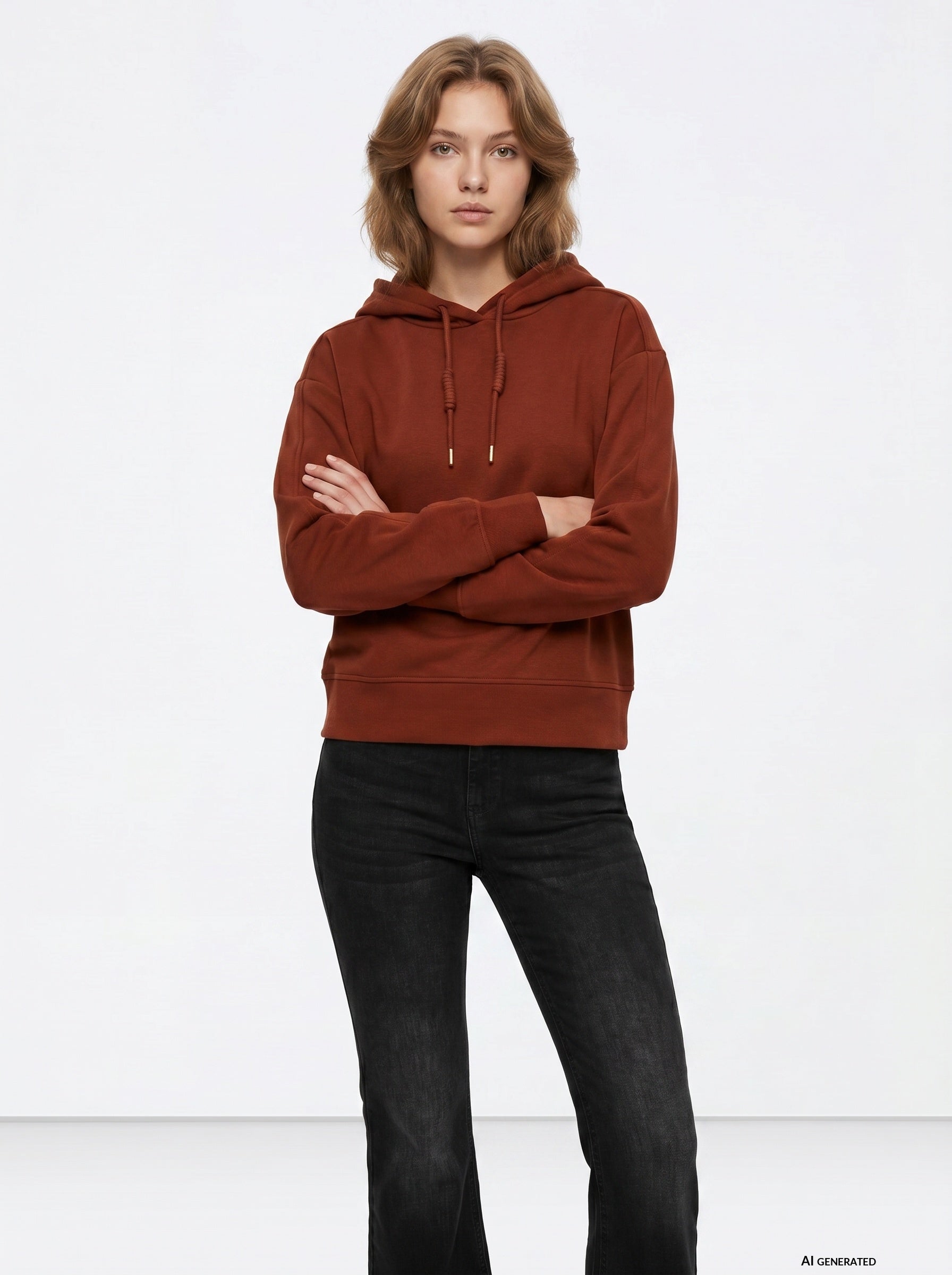 Sudadera con capucha TIFFOSI Kelly naranja óxido — frontal con modelo