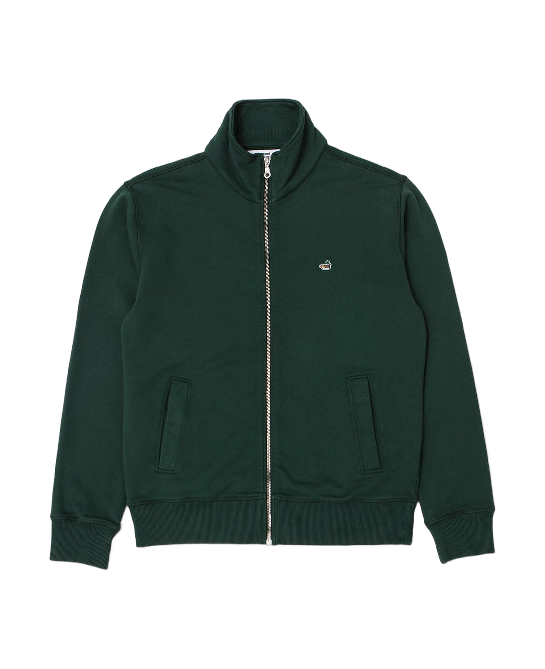 Sudadera con cremallera EDMMOND STUDIOS Duck Zip Plain Dark Green — vista frontal, fondo transparente