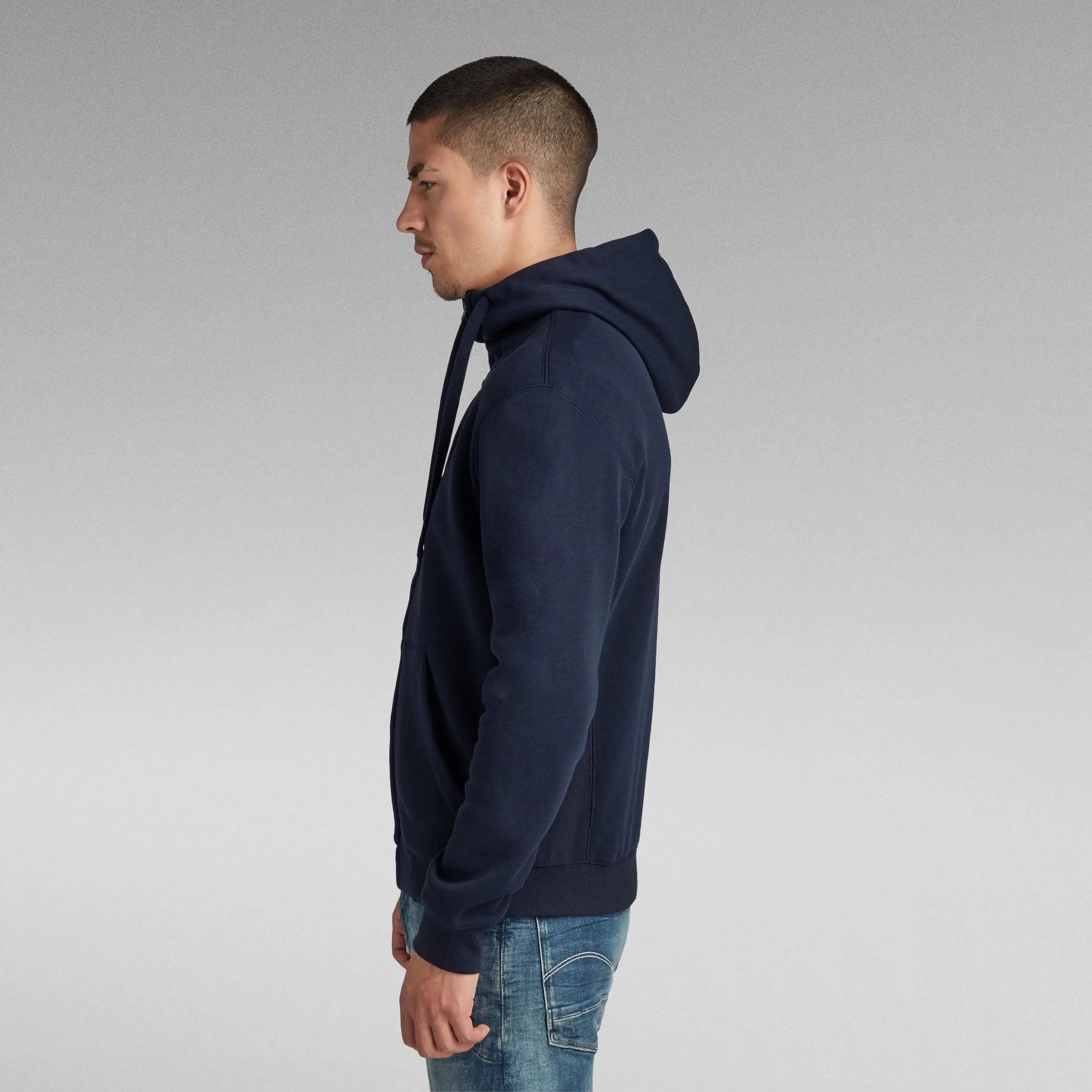 Sudadera de Hombre G-STAR Premium Core Hooded Zip Sartho Blue - ECRU