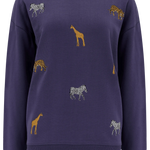 Sudadera Sugarhill Noah Washed Navy Safari Embroidery - ECRU