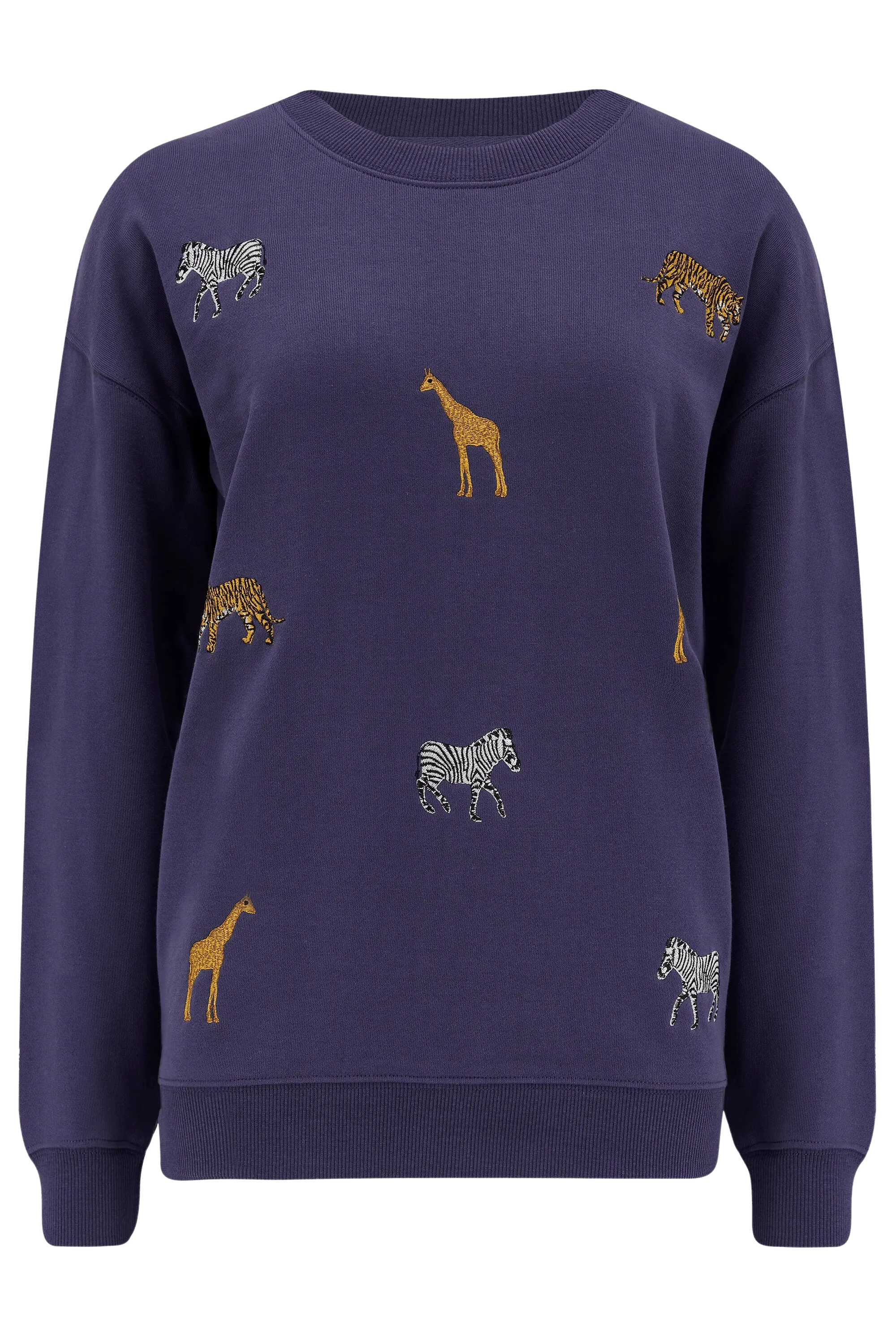 Sudadera Sugarhill Noah Washed Navy Safari Embroidery - ECRU