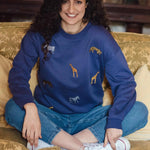 Sudadera Sugarhill Noah Washed Navy Safari Embroidery - ECRU