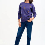 Sudadera Sugarhill Noah Washed Navy Safari Embroidery - ECRU