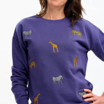 Sudadera Sugarhill Noah Washed Navy Safari Embroidery - ECRU