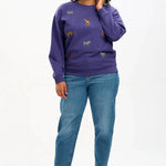 Sudadera Sugarhill Noah Washed Navy Safari Embroidery - ECRU