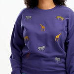 Sudadera Sugarhill Noah Washed Navy Safari Embroidery - ECRU