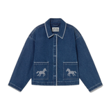 Chaqueta Vaquera The Tiny Big Sister Horses Denim Lavado Medio — flat frontal con fondo transparente