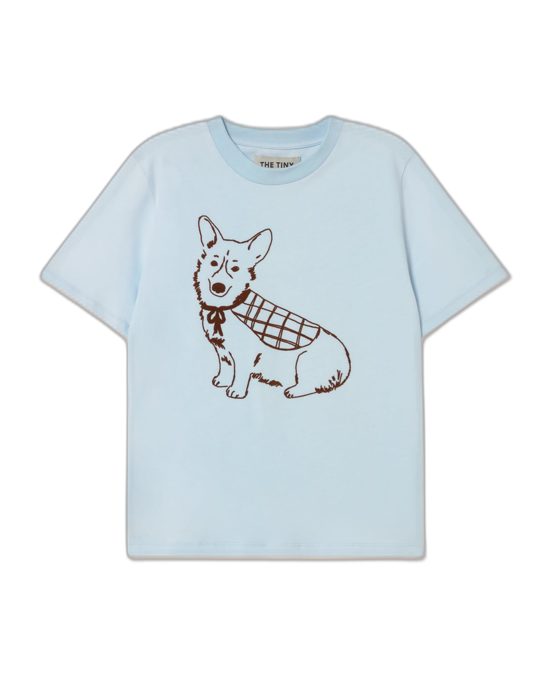 Camiseta The Tiny Big Sister Dog Pretty Blue — flat frontal con fondo transparente