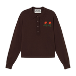Polo de Punto The Tiny Big Sister Roses Umber — flat frontal con fondo transparente