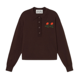 Polo de Punto The Tiny Big Sister Roses Umber — flat frontal con fondo transparente