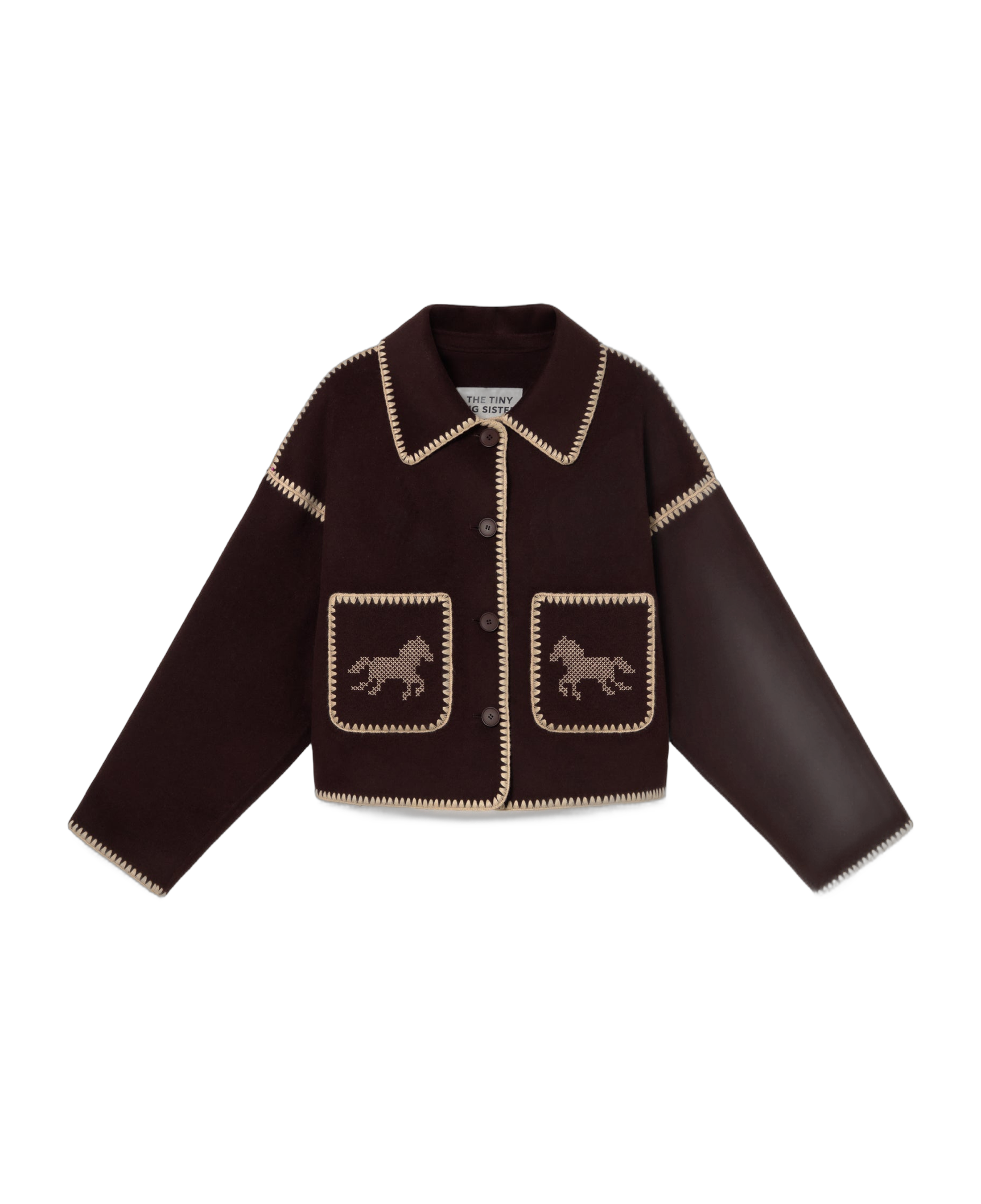 Abrigo The Tiny Big Sister Short Horses Antracita — flat frontal con fondo transparente