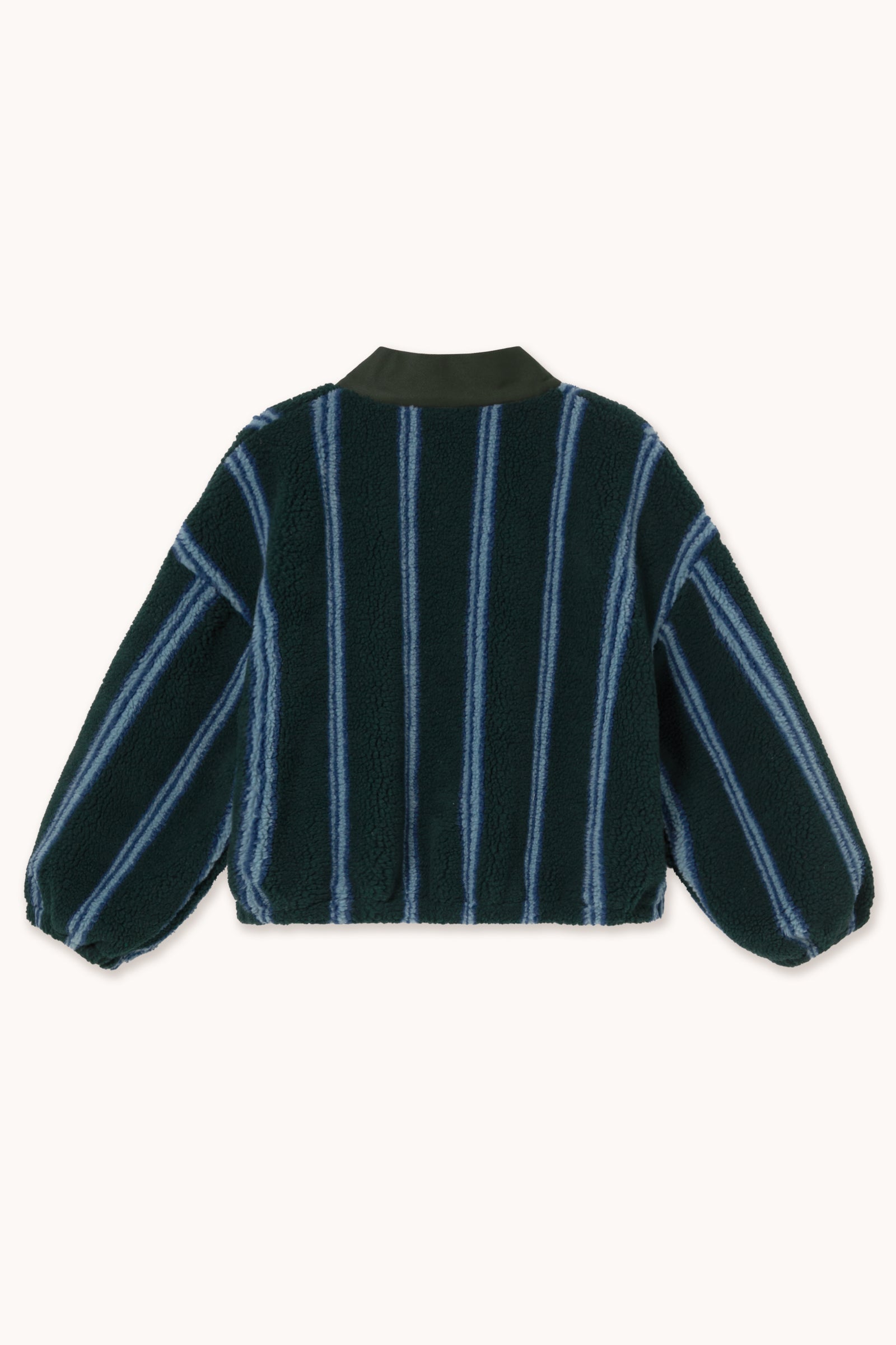 The Tiny Big Sister chaqueta V Neck Stripes Sherpa azul tinta, vista posterior