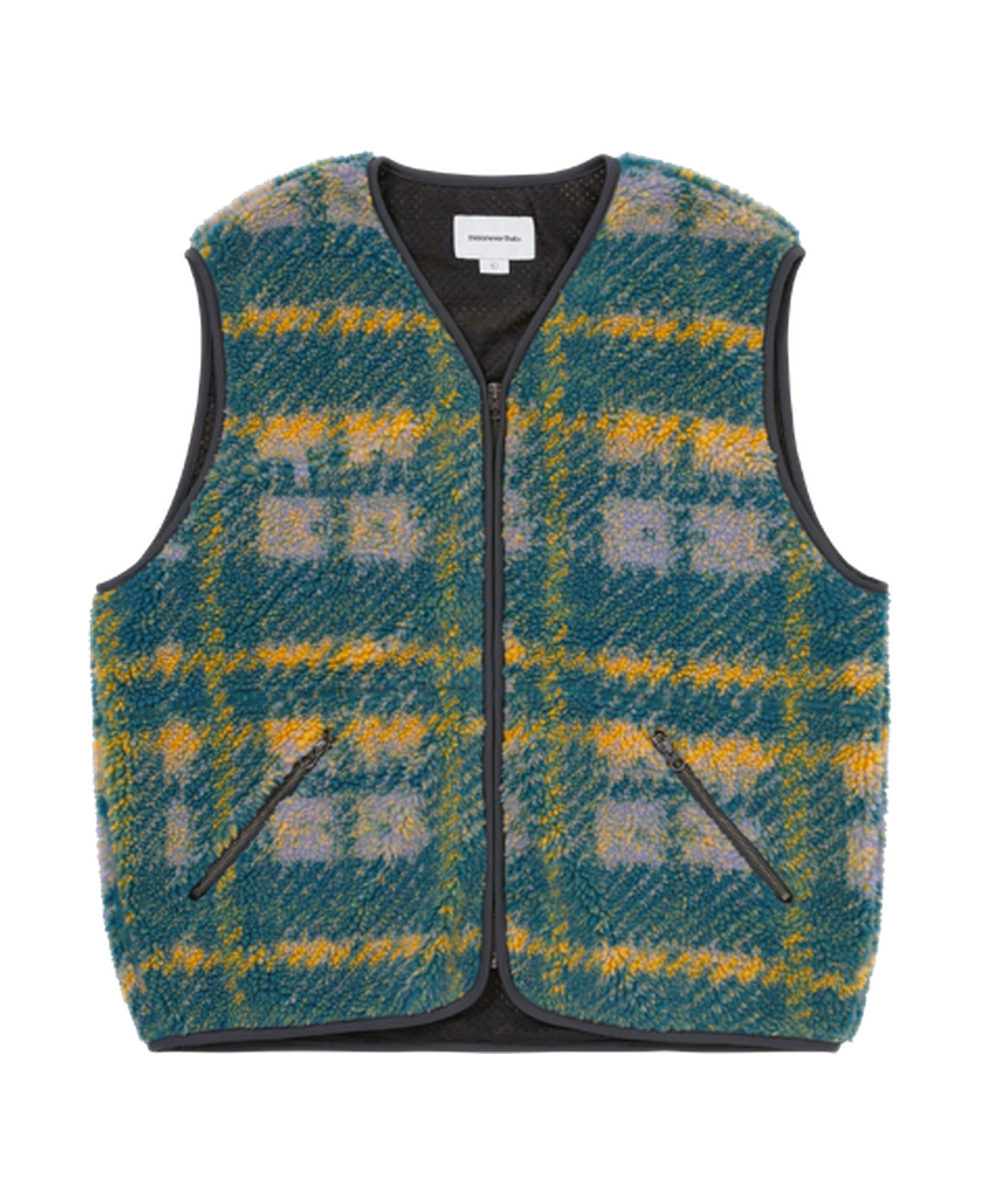 Chaleco THISISNEVERTHAT Fleece Check Vest Lavender — vista frontal
