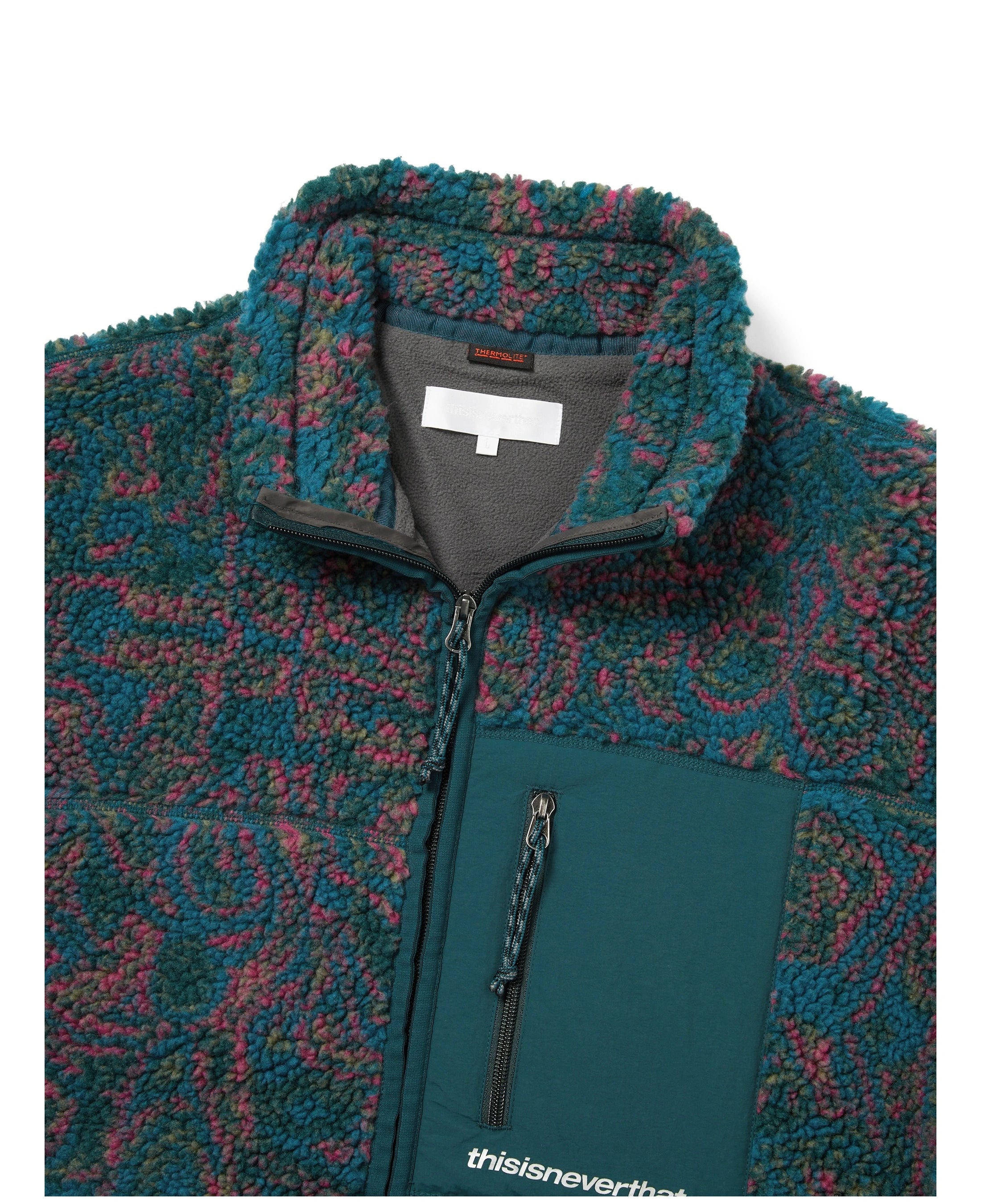 Chaqueta THISISNEVERTHAT SP Sherpa Fleece Jacket Green — detalle