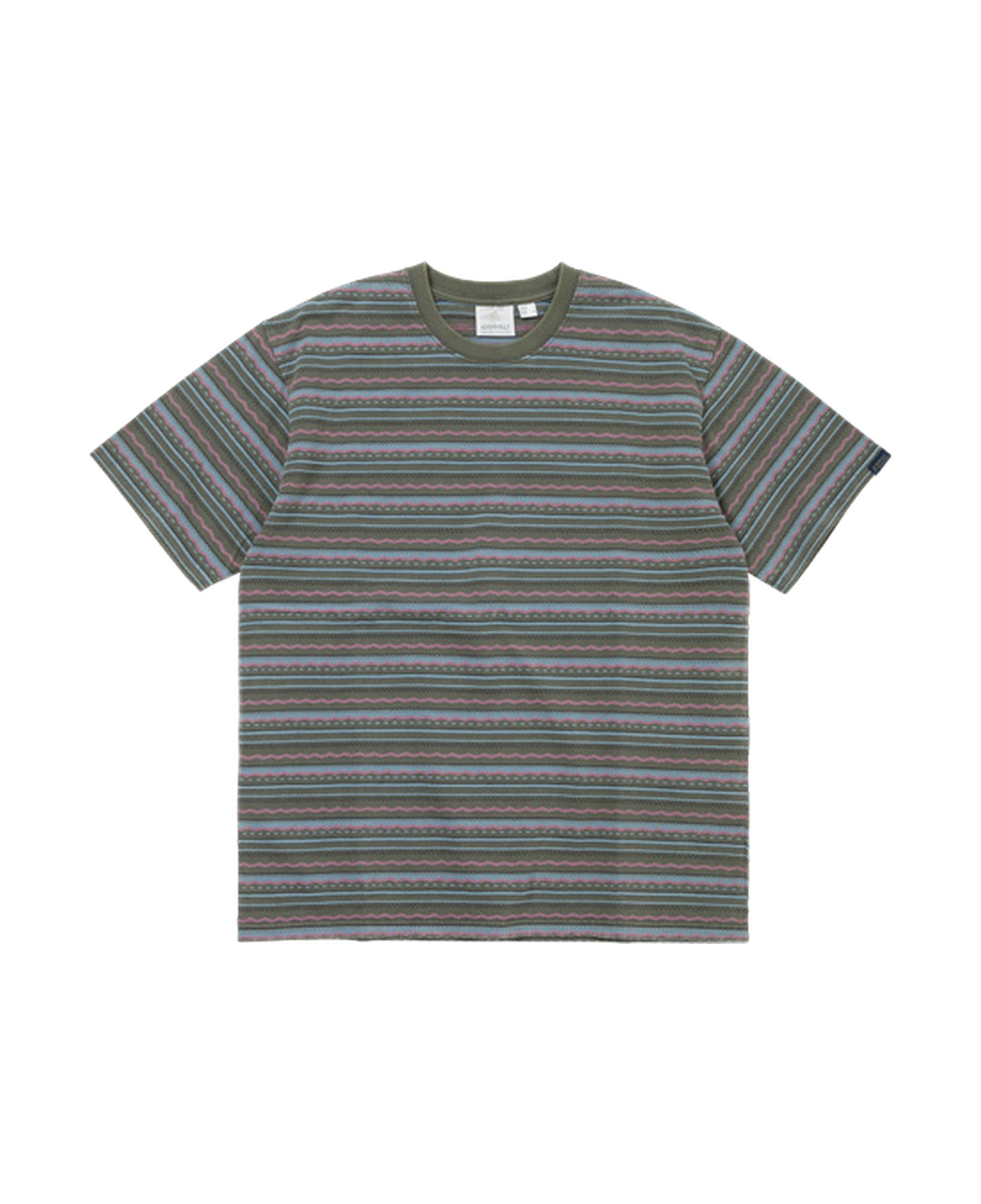 Camiseta THISISNEVERTHAT x GRAMICCI Faded Striped Tee Sage — vista frontal