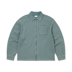 Sudadera polo THISISNEVERTHAT Waffle Full Zip Polo Sweatshirt Teal — vista frontal