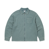 Sudadera polo THISISNEVERTHAT Waffle Full Zip Polo Sweatshirt Teal — vista frontal