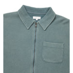 Sudadera polo THISISNEVERTHAT Waffle Full Zip Polo Sweatshirt Teal — detalle