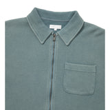 Sudadera polo THISISNEVERTHAT Waffle Full Zip Polo Sweatshirt Teal — detalle