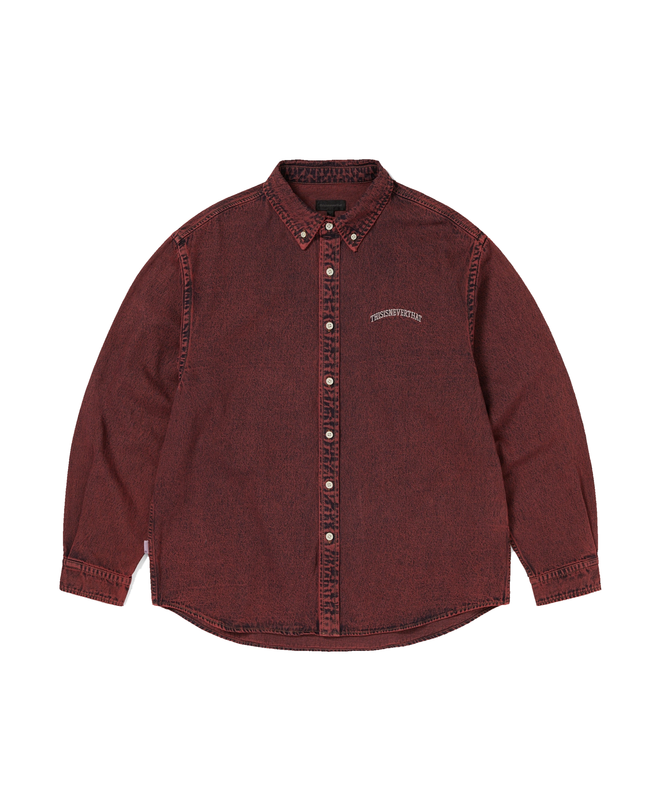Camisa THISISNEVERTHAT Washed Denim Shirt Red — vista frontal