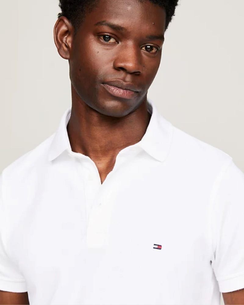Polo Tommy Jeans Slim Placket Blanco