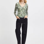 Top ICHI Ista Green Tea Zebra - ECRU