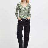 Top ICHI Ista Green Tea Zebra - ECRU