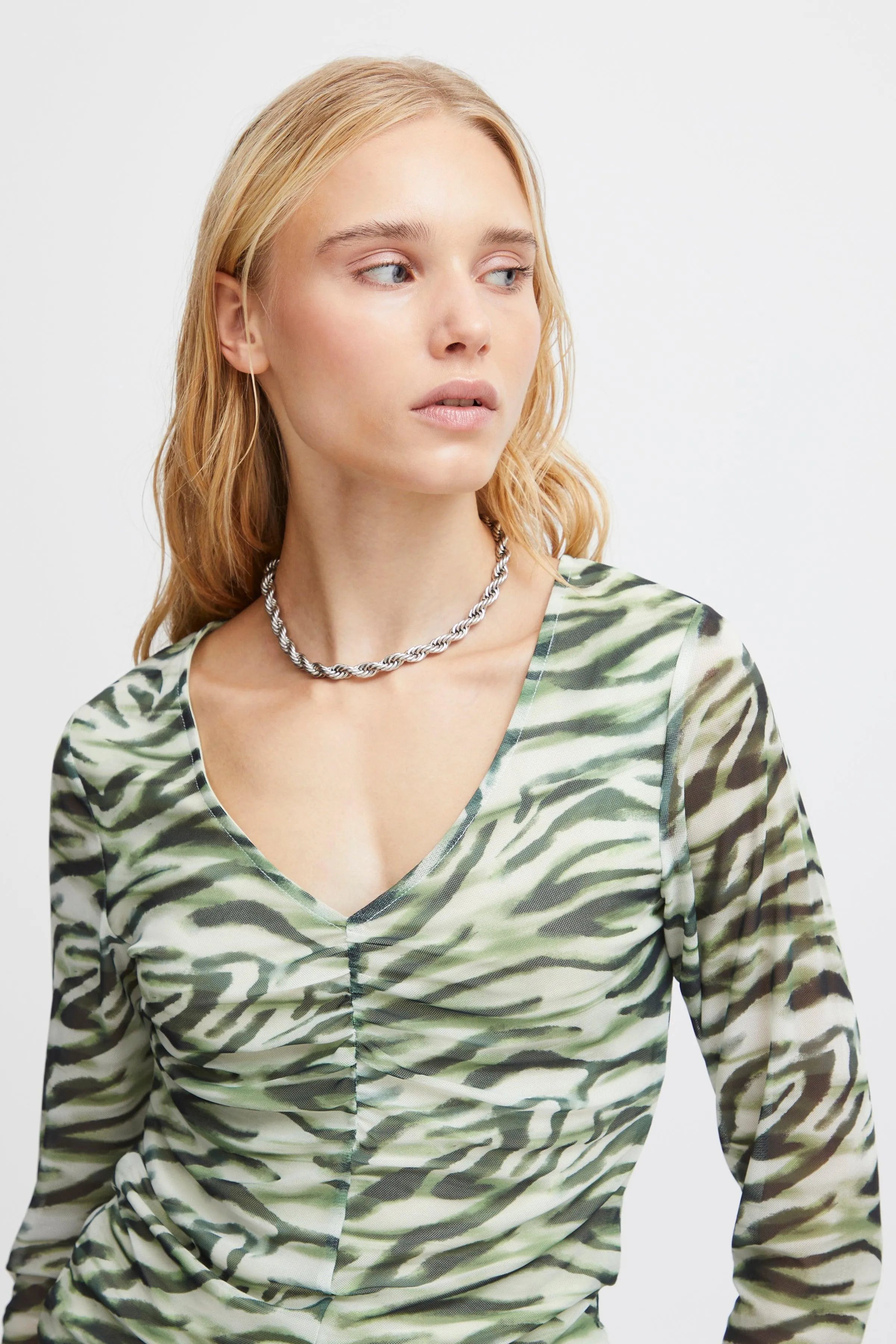 Top ICHI Ista Green Tea Zebra - ECRU