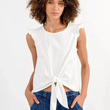 Top Molly Bracken Manga Corta y Lazada - ECRU