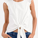 Top Molly Bracken Manga Corta y Lazada - ECRU