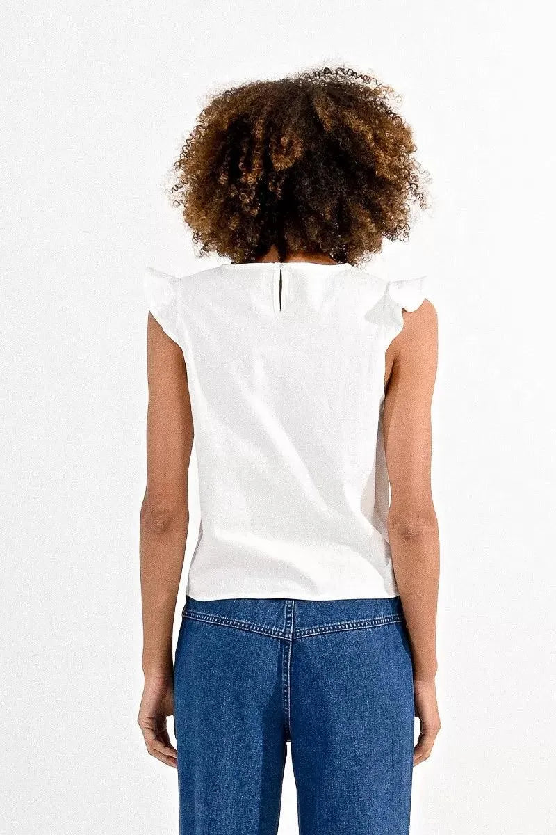 Top Molly Bracken Manga Corta y Lazada - ECRU